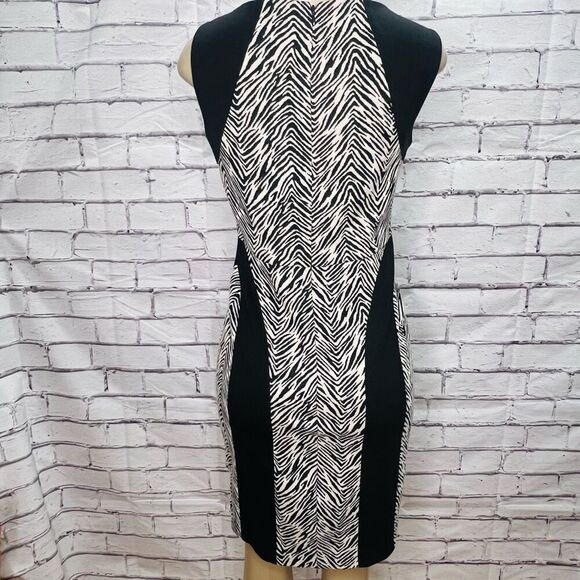 Ivanka Trump Womens Black Off-White Zebra Print Color Block Sheath Dress Size 8 - Picture 5 of 9